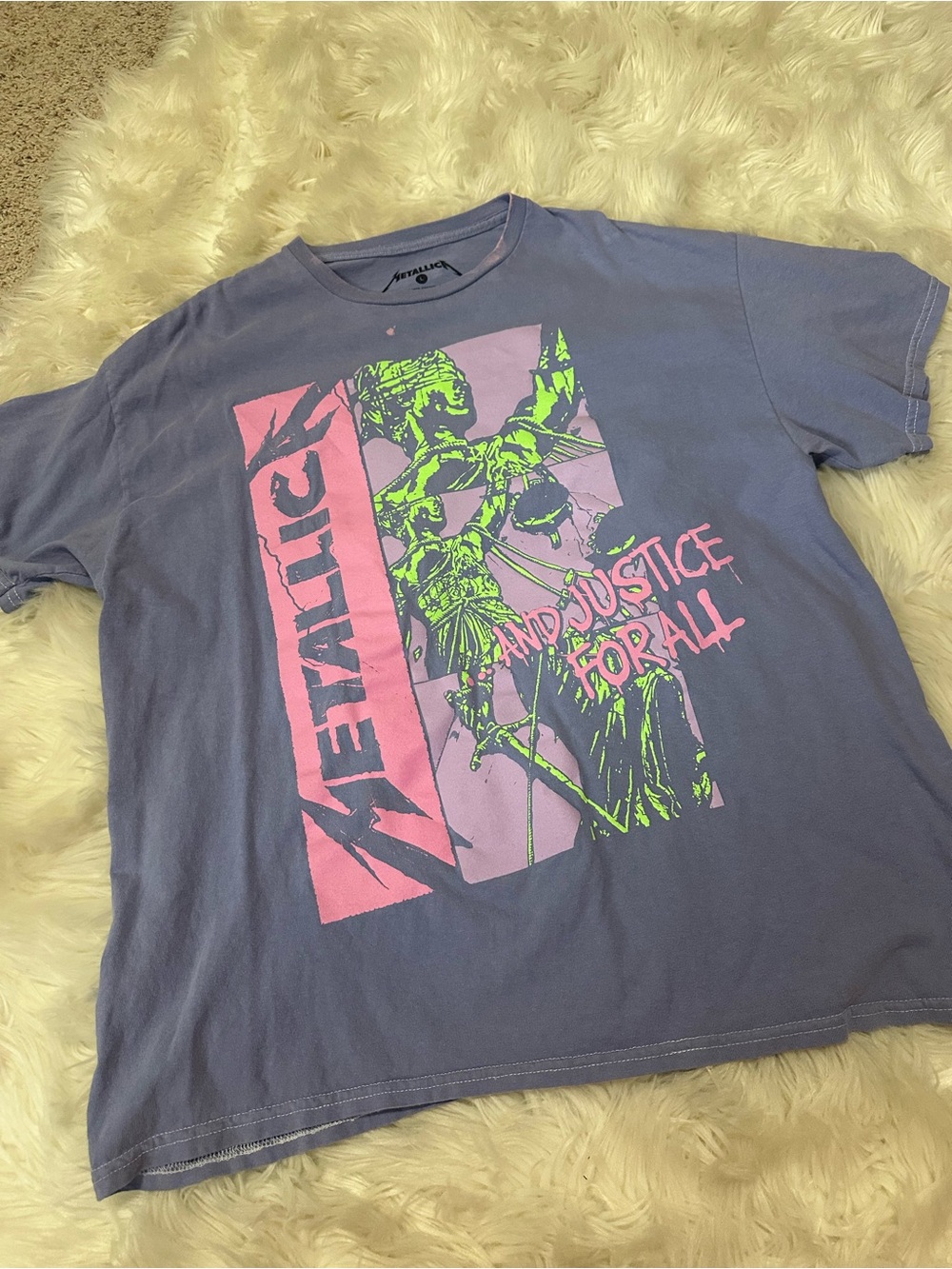 Metallica '...And Justice For All' Graphic Tee - Lavender with Neon Print
